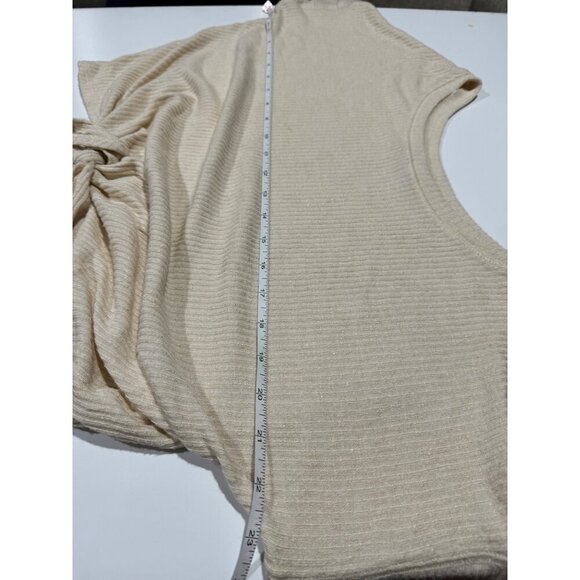 Abercrombie & Fitch Womens XS Oversized Ribbed Knit Tie-Front Cream Crop Top - Picture 7 of 9
